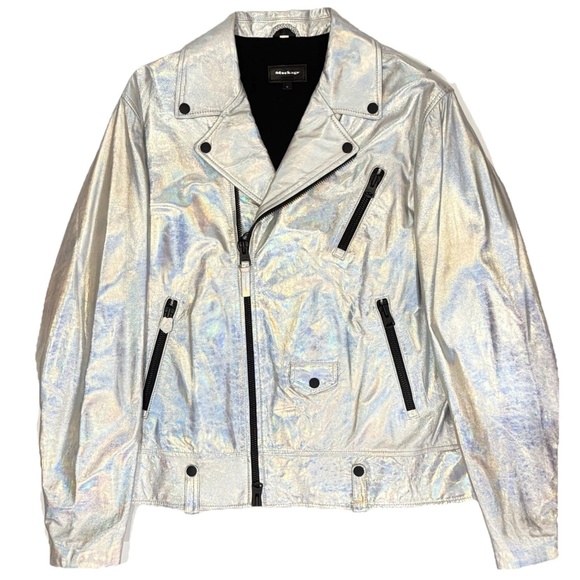 Mackage Men’s Fenton Leather Jacket in Hologram Size 44 - Picture 1 of 5